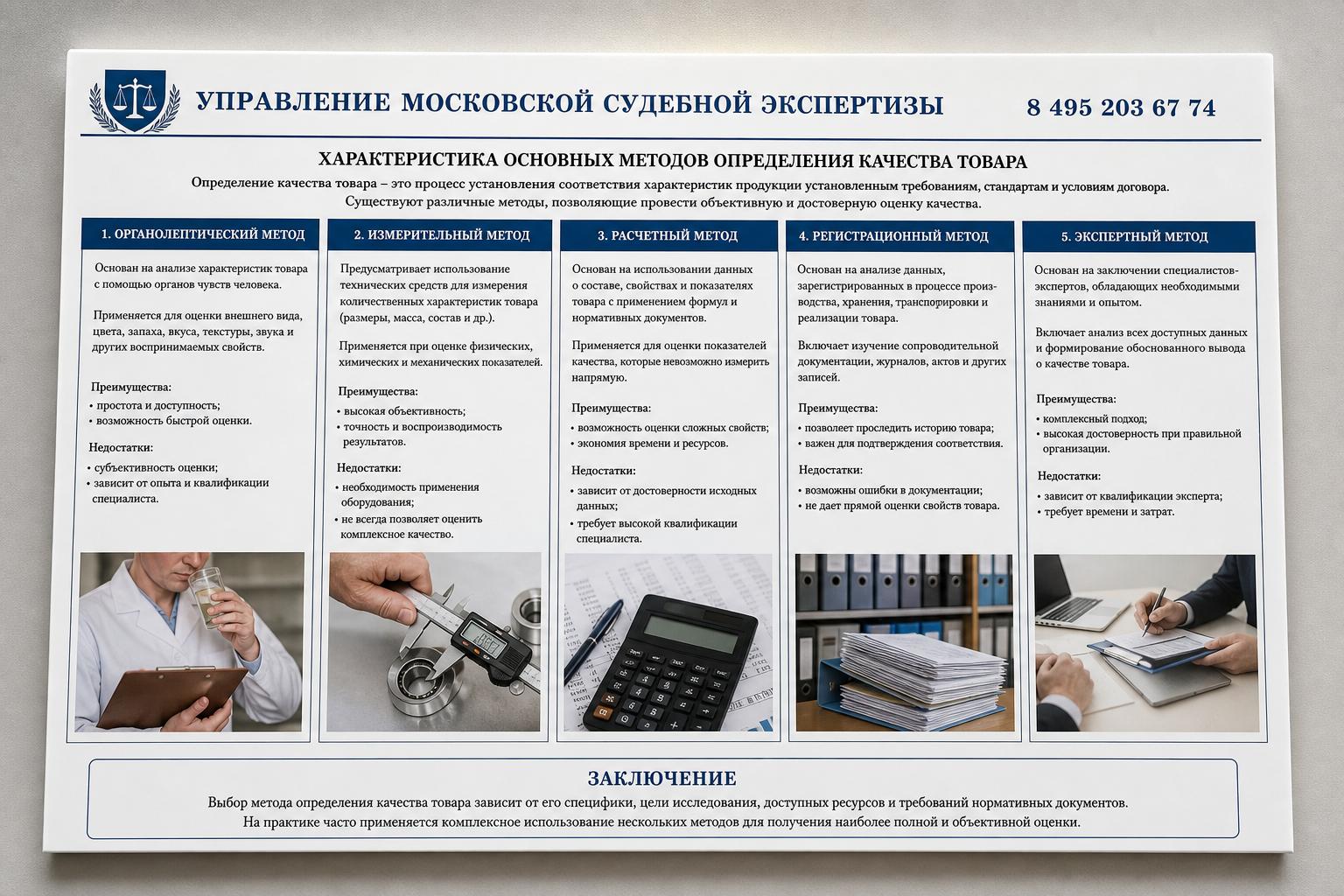 Характеристика основных методов определения качества товара