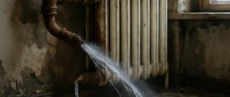 Экспертиза залива: прорыв трубы отопления