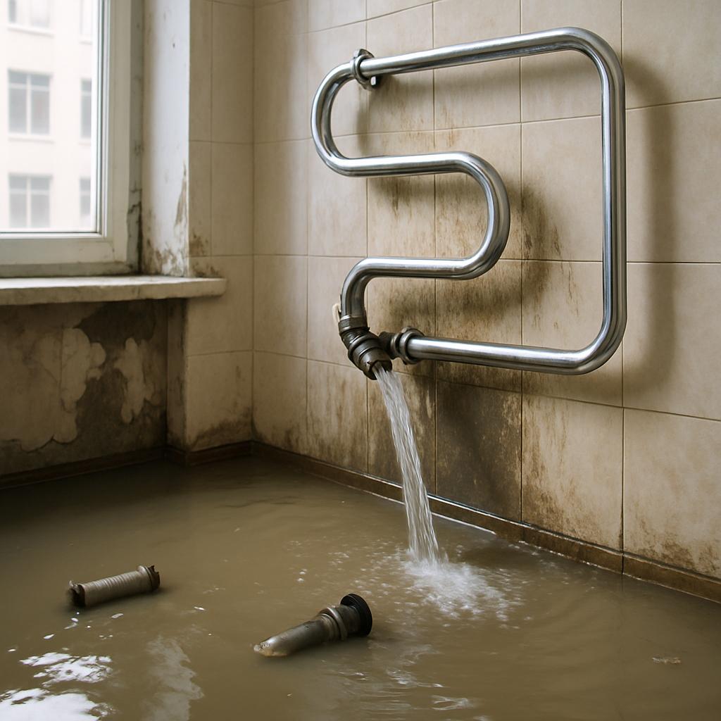 Экспертиза залива: прорыв трубы полотенцесушителя — масштаб и типовые сценарии