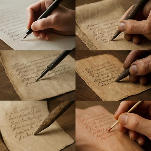 Объекты: рукописи, которые могут быть выполнены на обычном (бумага) и необычном (ткань, мездра, кожзаменитель, картон, стена, дерево, тело человека) материале, обычным (перьевая, шариковая ручка, карандаш) или необычным (кисть, гвоздь, заострённая палочка, спичка и т. д.) пишущим прибором.