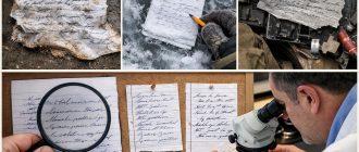 Объекты: рукописи, выполненные в необычных условиях, и сравнительный анализ почерка предполагаемого исполнителя