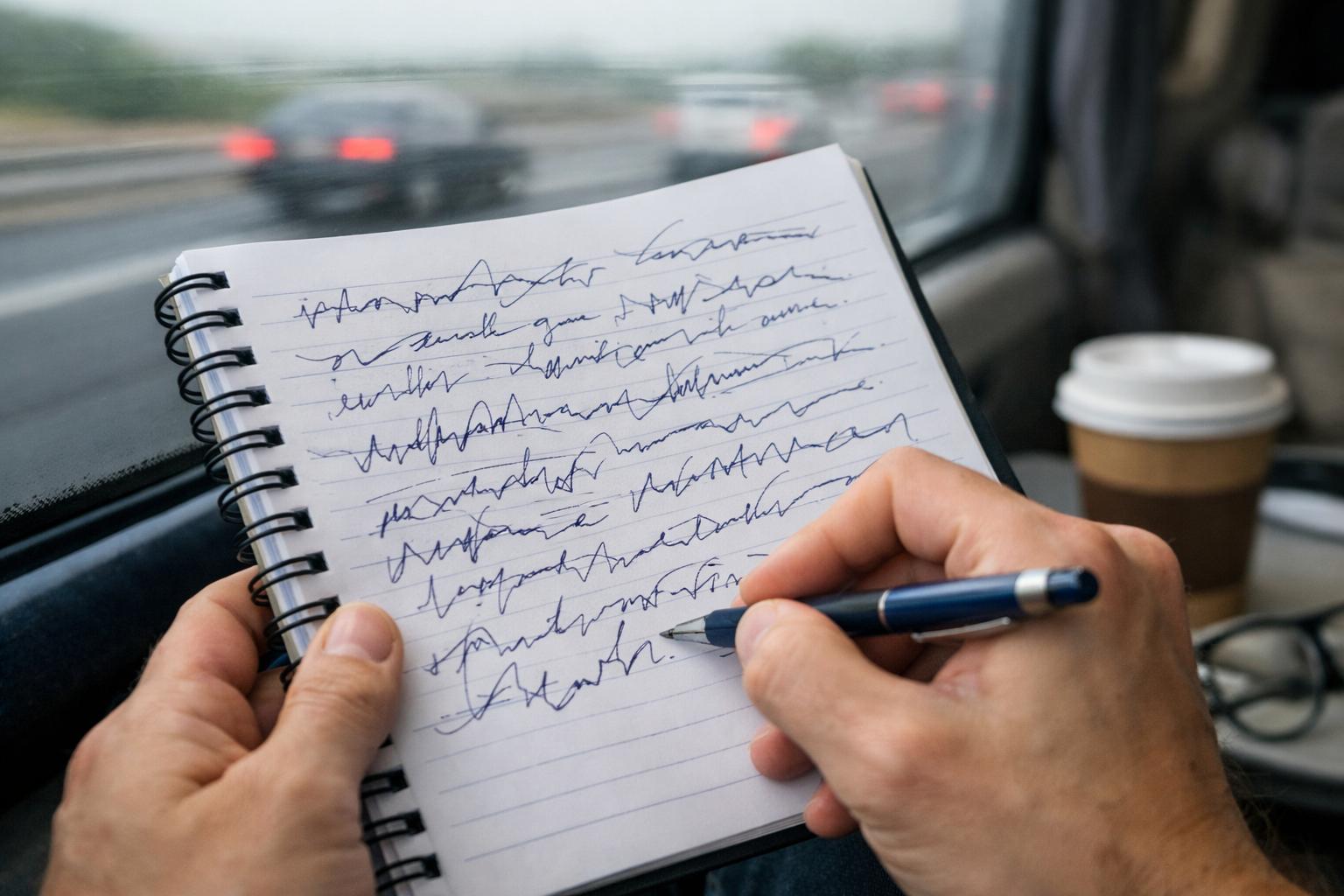 Установление факта исполнения рукописи в движущемся транспорте